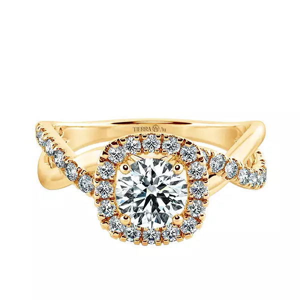 Twiss Halo Cushion Engagement Ring with Eternity Band NCH2405 1